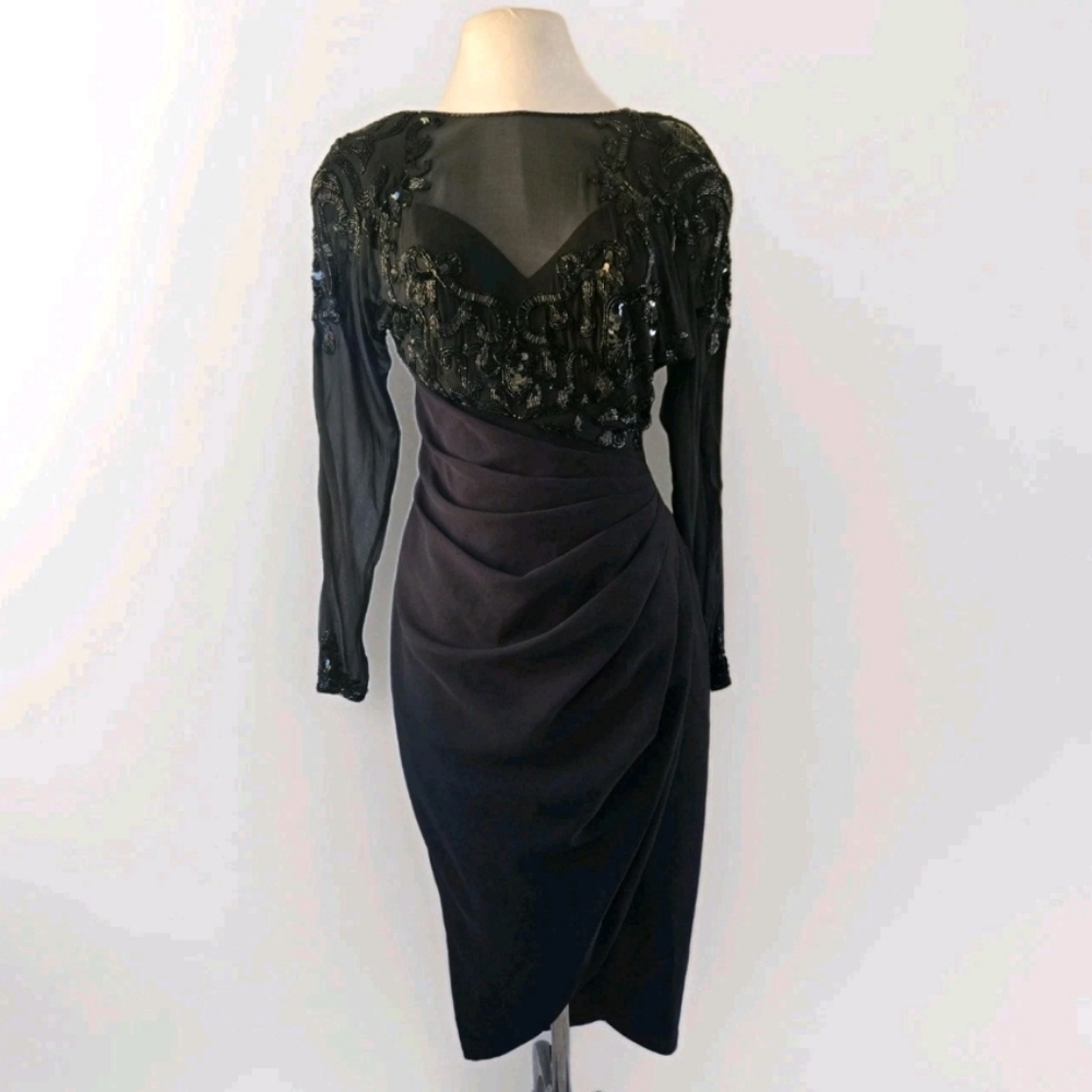Vintage Casadei Beaded Black Formal Dress